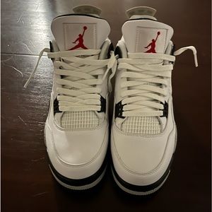 Jordan 4 White Cement, Worn once but comes with no shoebox.